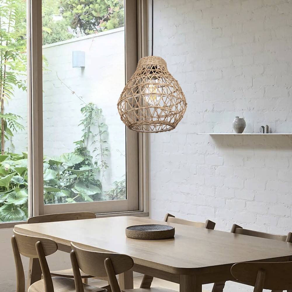 MiniMini Rustic Rattan Pendant Light handwoven Modern Lampshade