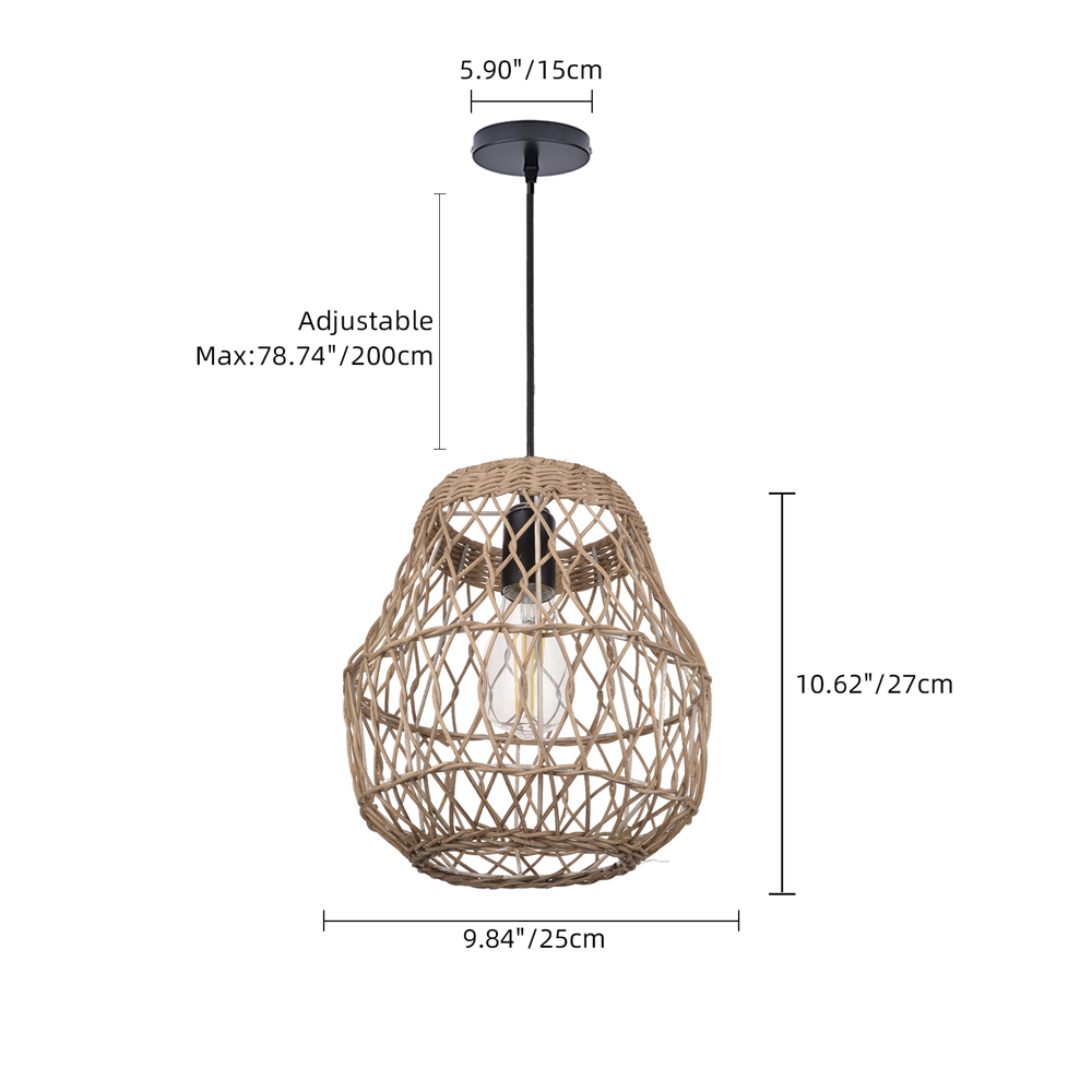 MiniMini Rustic Rattan Pendant Light handwoven Modern Lampshade