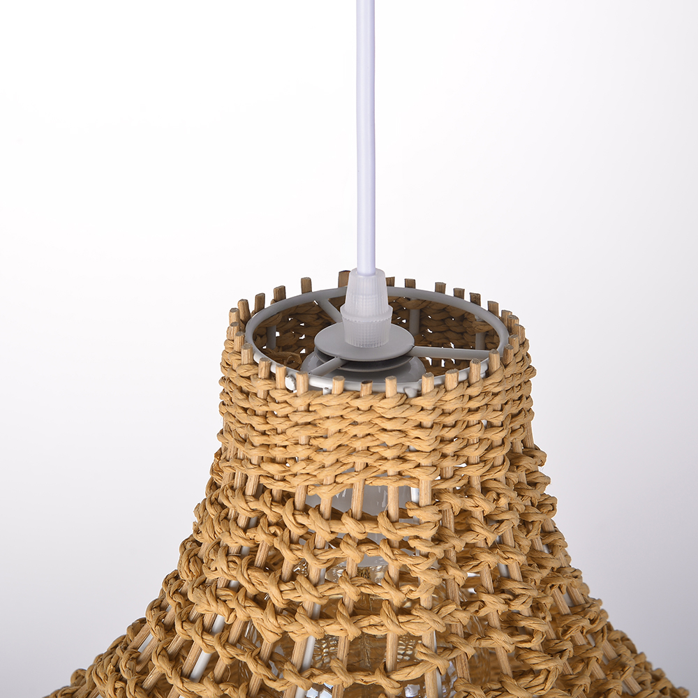 Natural Wicker Hanging Lamp Boho Rope Light Fixture for Dining Room Kitchen Island
