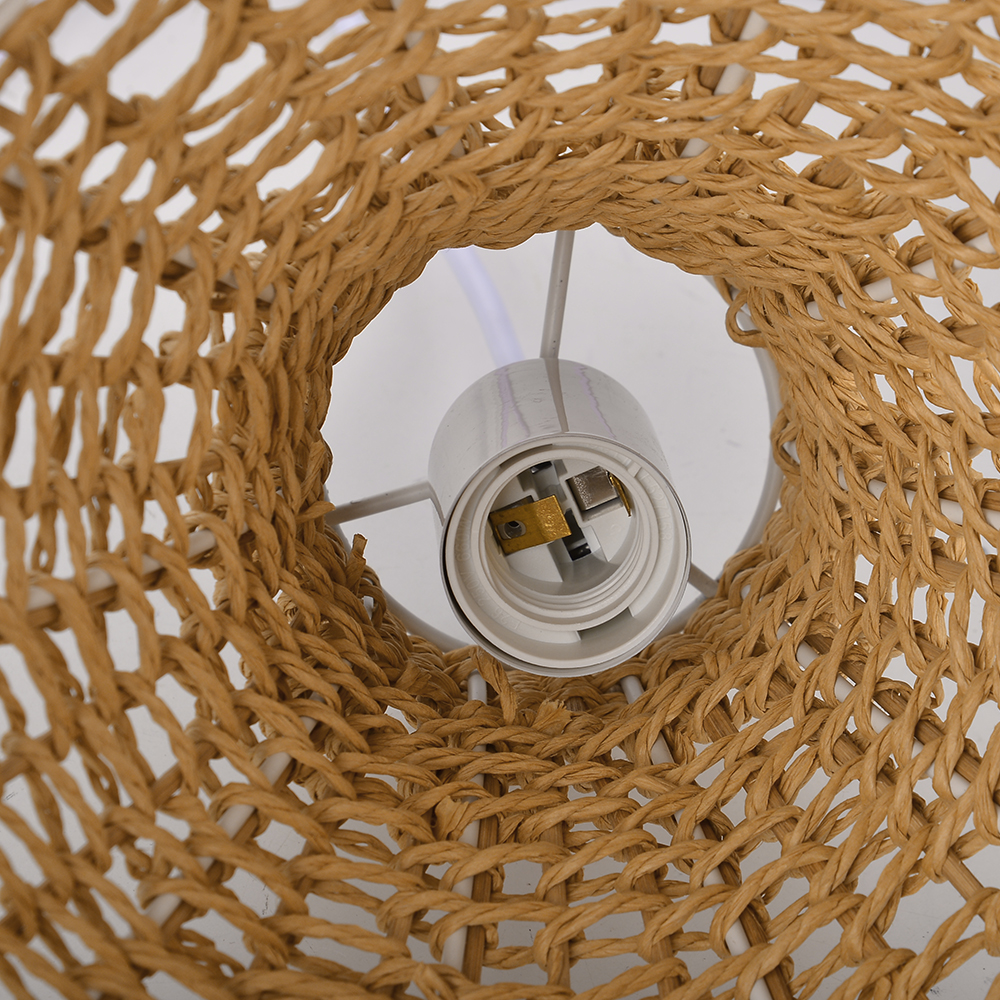 Natural Wicker Hanging Lamp Boho Rope Light Fixture for Dining Room Kitchen Island