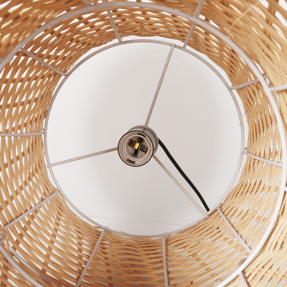 Natural Woven Rattan Wave Pendant Light Curved Wabi-sabi Hanging Lamp