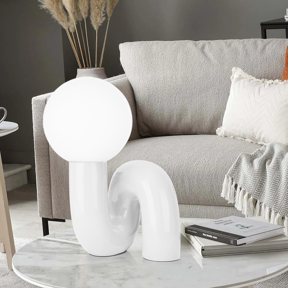 Modern Design White Table Lamp with Resin Base