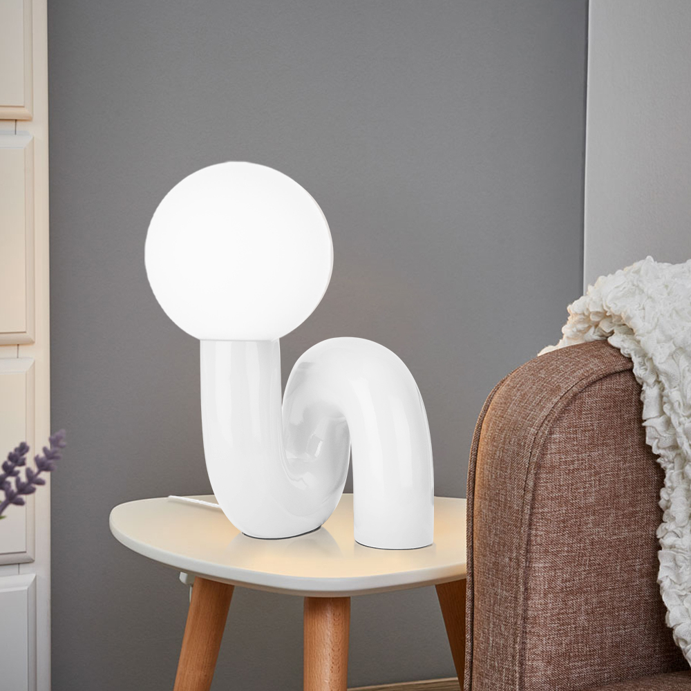 Modern Design White Table Lamp with Resin Base