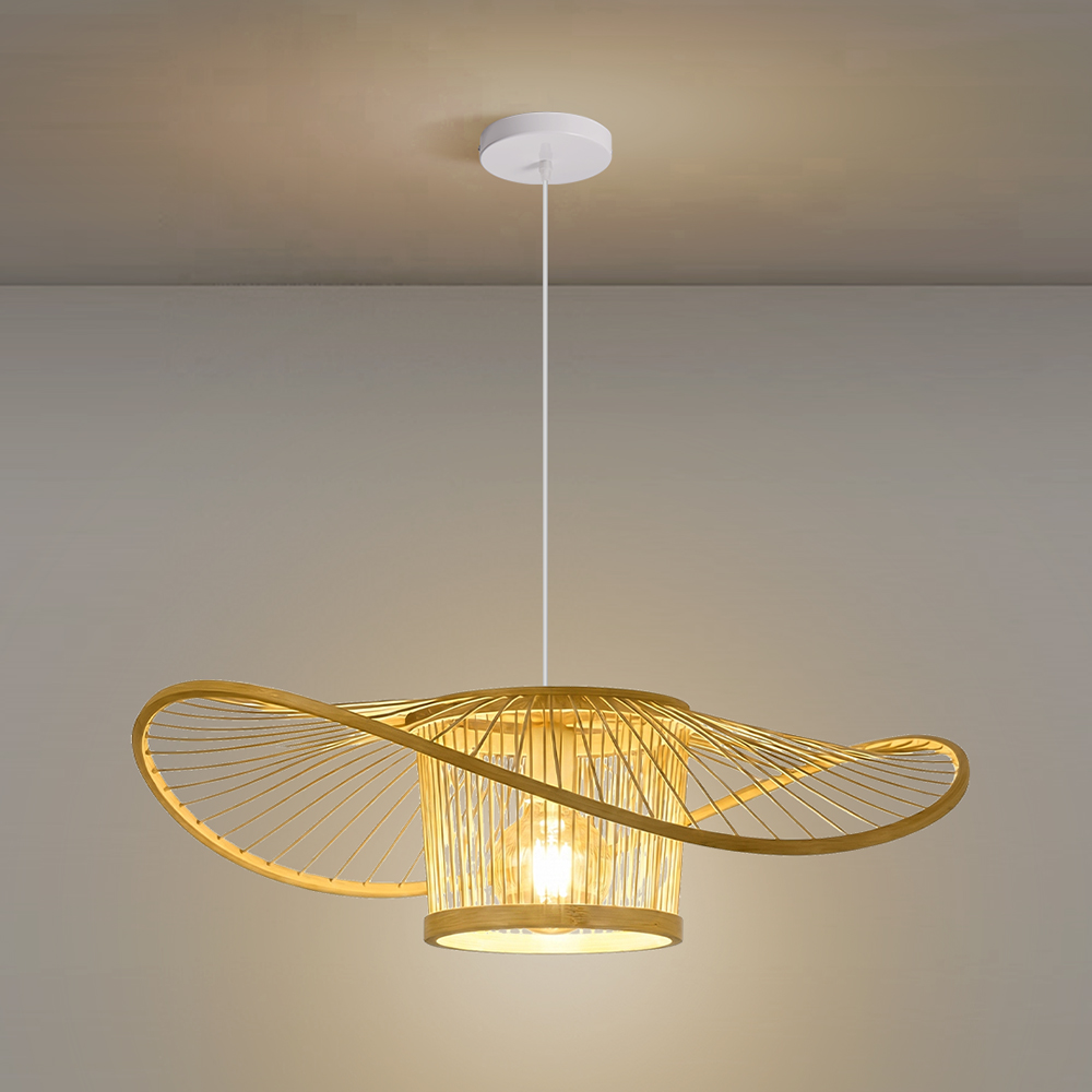 Handwoven Bamboo Pendant Light for Bedroom, Dining Room & Natural Home Decor
