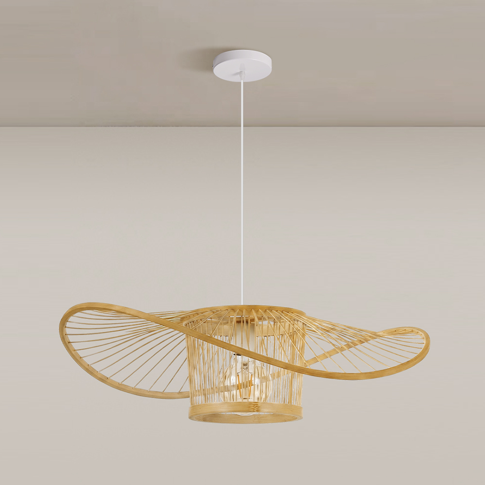 Handwoven Bamboo Pendant Light for Bedroom, Dining Room & Natural Home Decor
