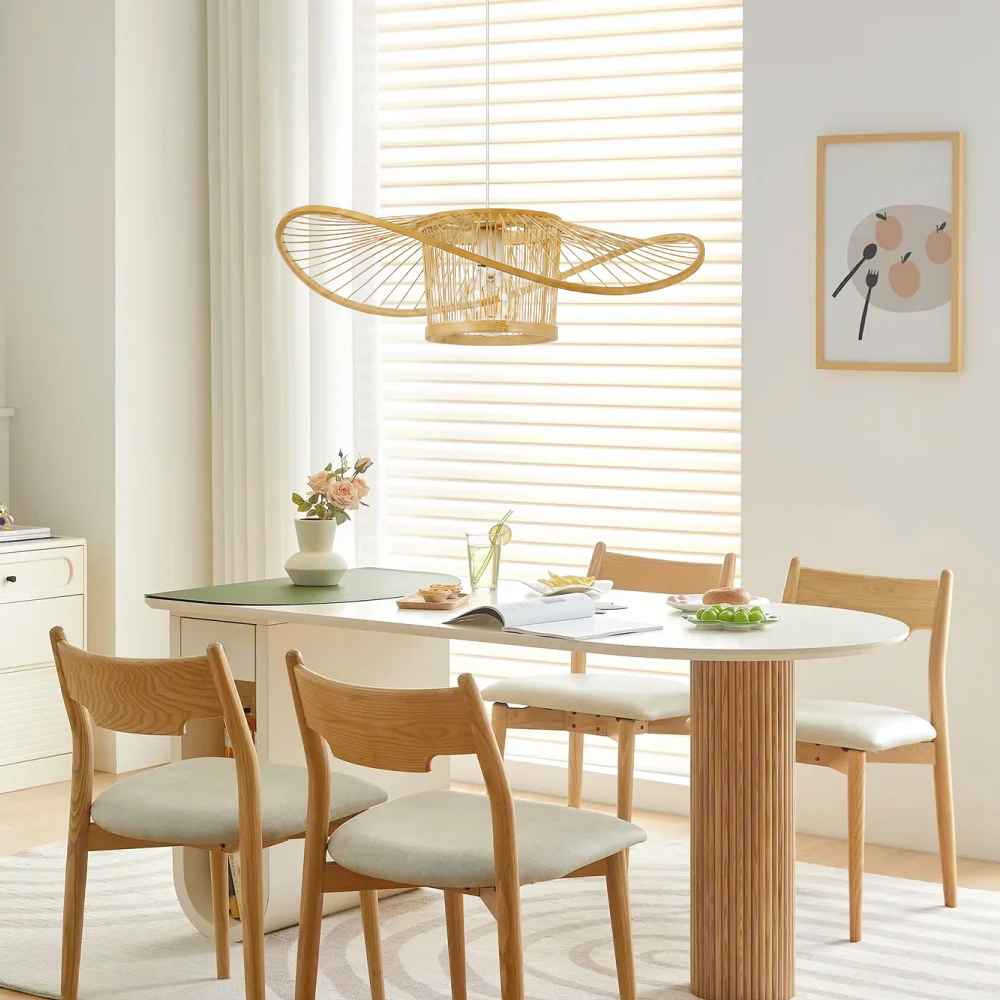 Handwoven Bamboo Pendant Light for Bedroom, Dining Room & Natural Home Decor