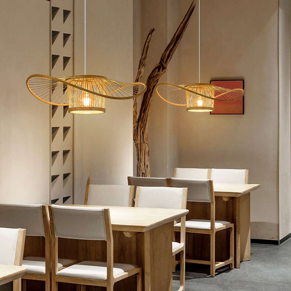 Handwoven Bamboo Pendant Light for Bedroom, Dining Room & Natural Home Decor