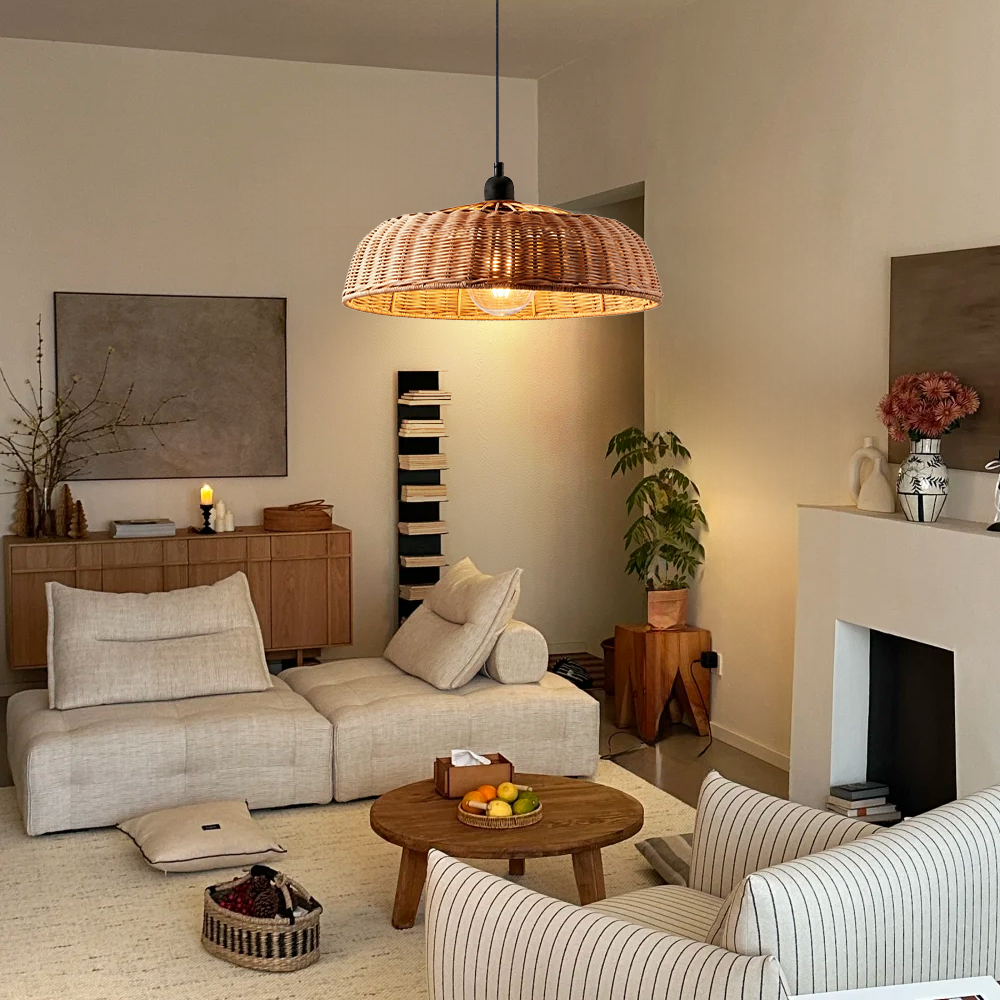 Natural Dark Rattan Chandelier for Restaurant