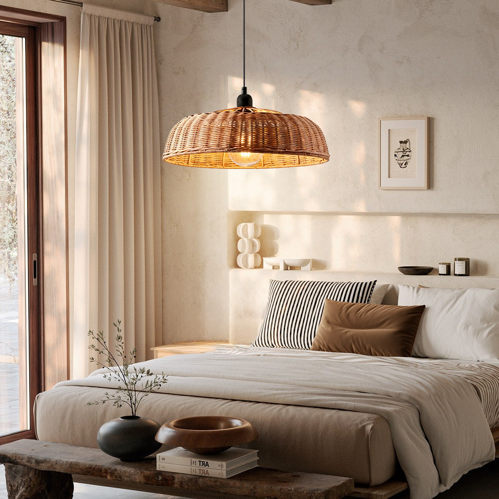 Natural Dark Rattan Chandelier for Restaurant