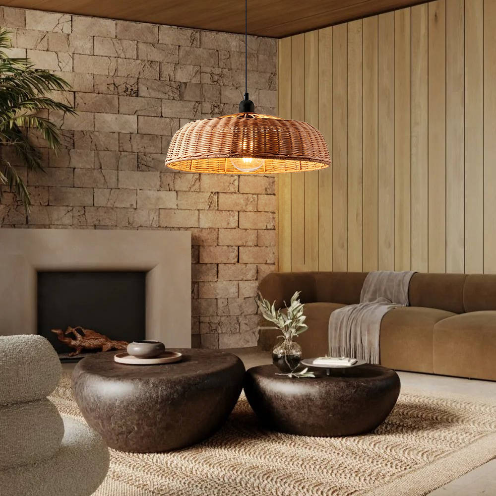Natural Dark Rattan Chandelier for Restaurant