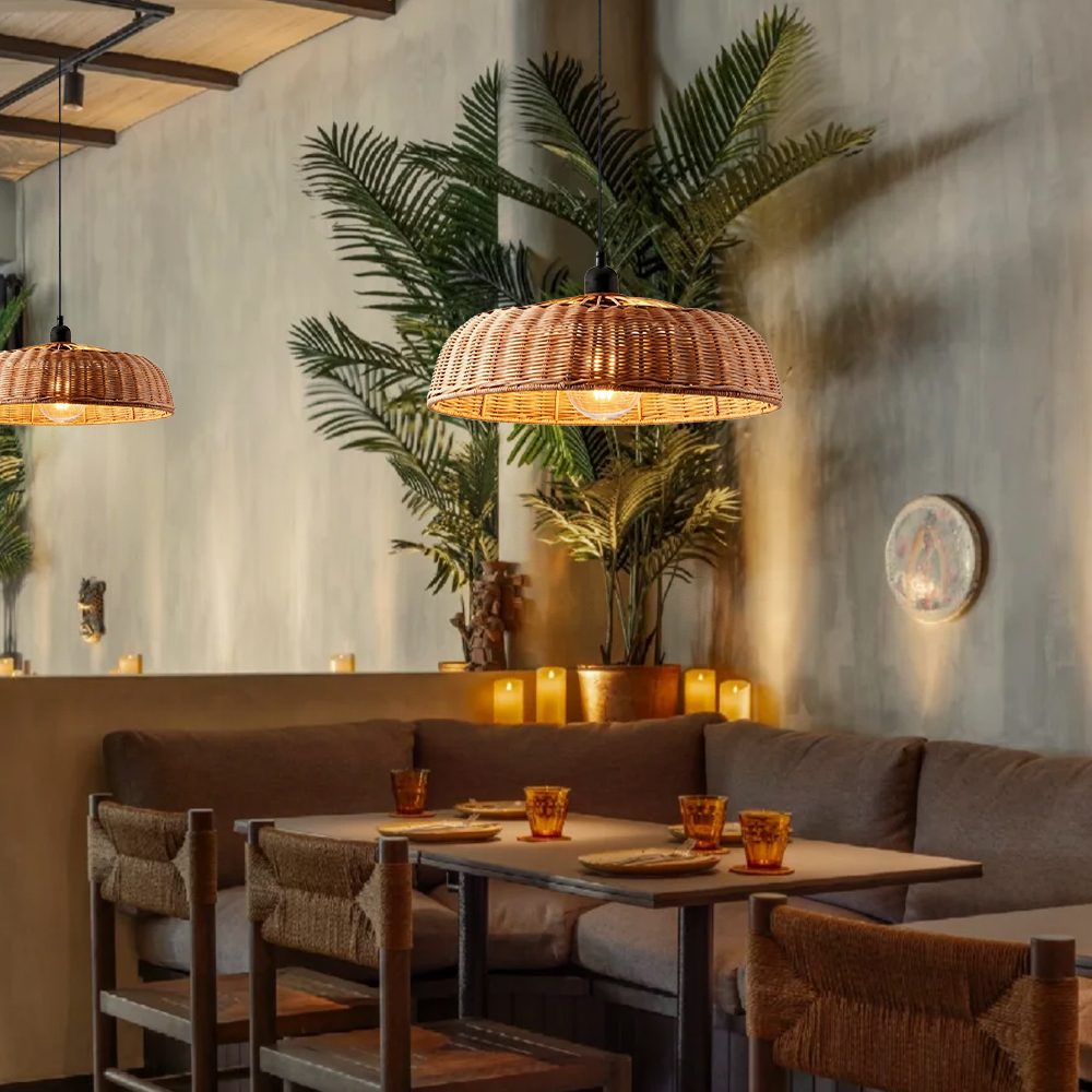 Natural Dark Rattan Chandelier for Restaurant