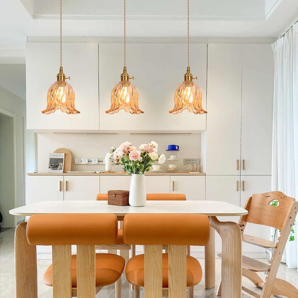 French Mini Chandeliers Small Flower Core Glass Pendant Light for Dining Room Bedroom