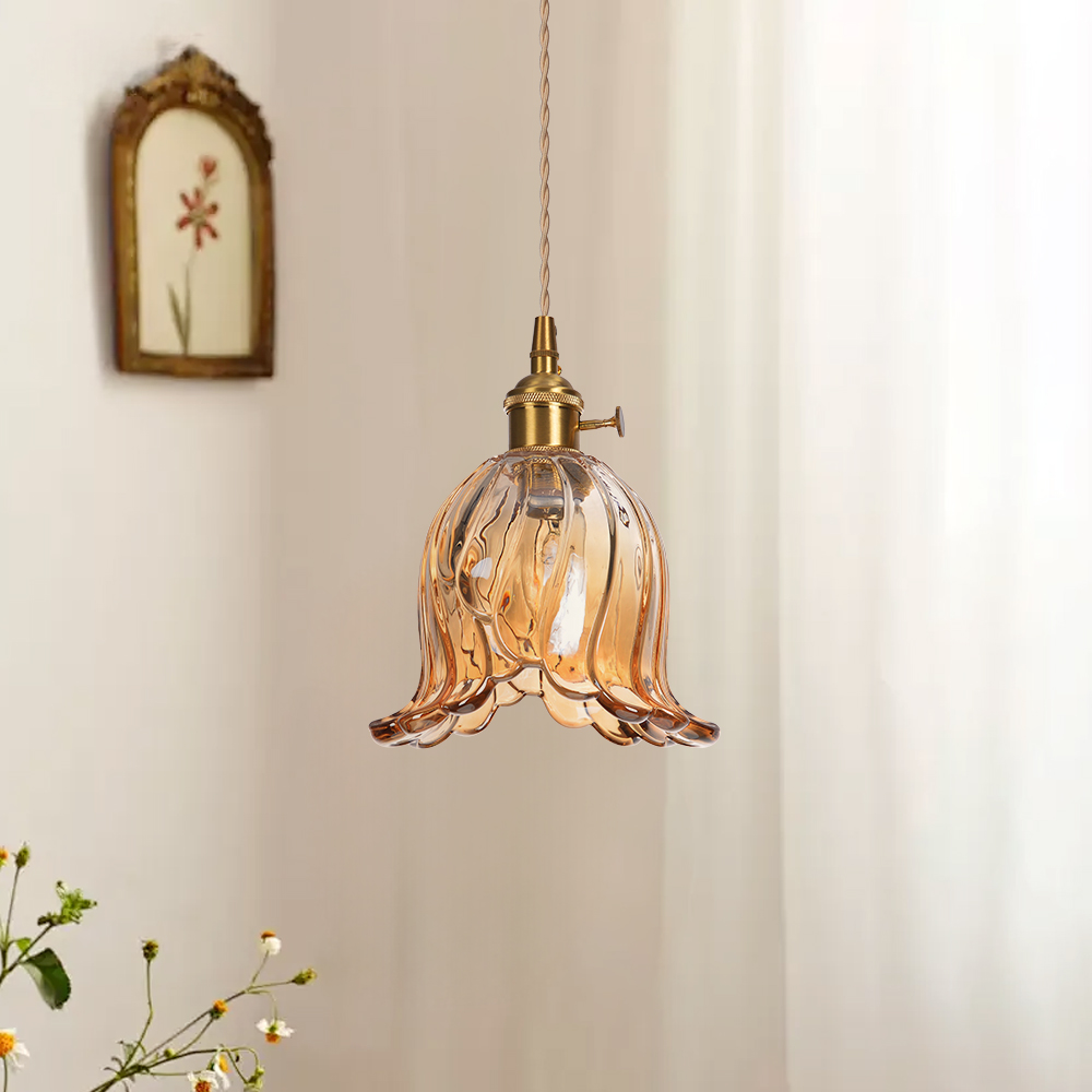 French Mini Chandeliers Small Flower Core Glass Pendant Light for Dining Room Bedroom