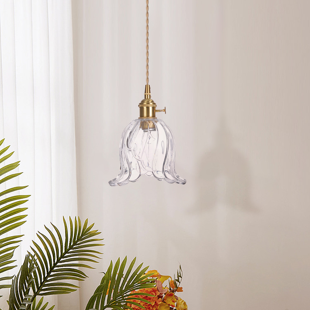 French Mini Chandeliers Small Flower Core Glass Pendant Light for Dining Room Bedroom