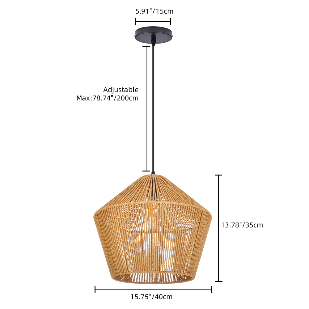 Paper Rope Woven Pendant Light Restaurants Decor Natural Wicker Lighting Fixture