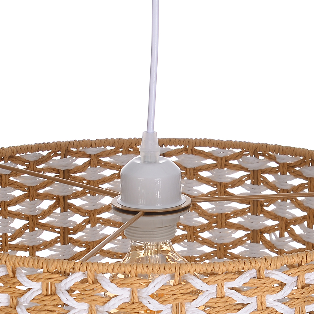 Bohemian Style Handwoven Paper Rope Pendant Lamp for Dining Room