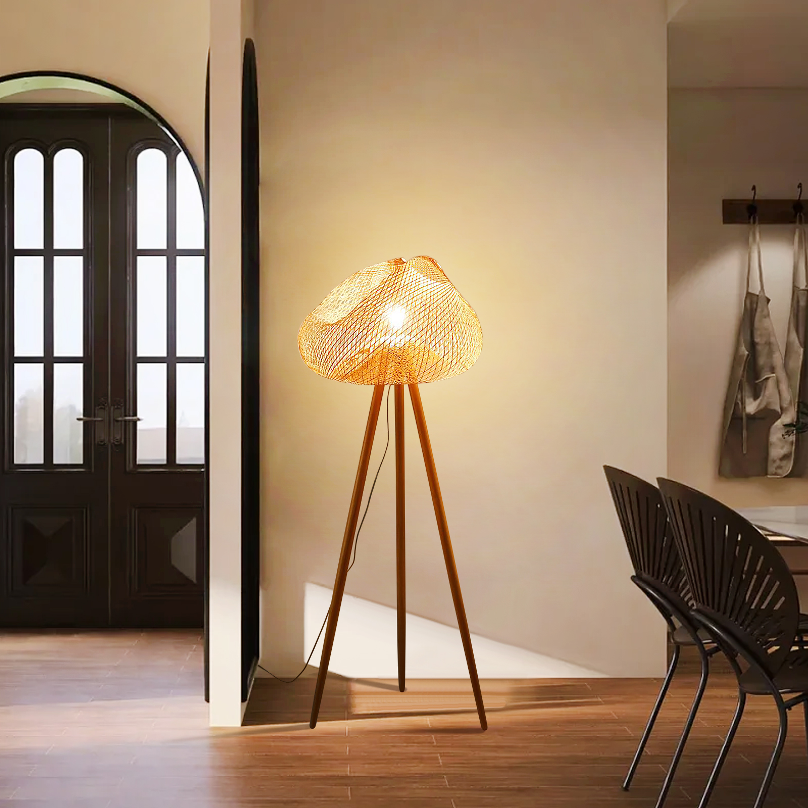 Japanese Floor Lamp Tatami Chinese Style HandWoven Bamboo Lamps