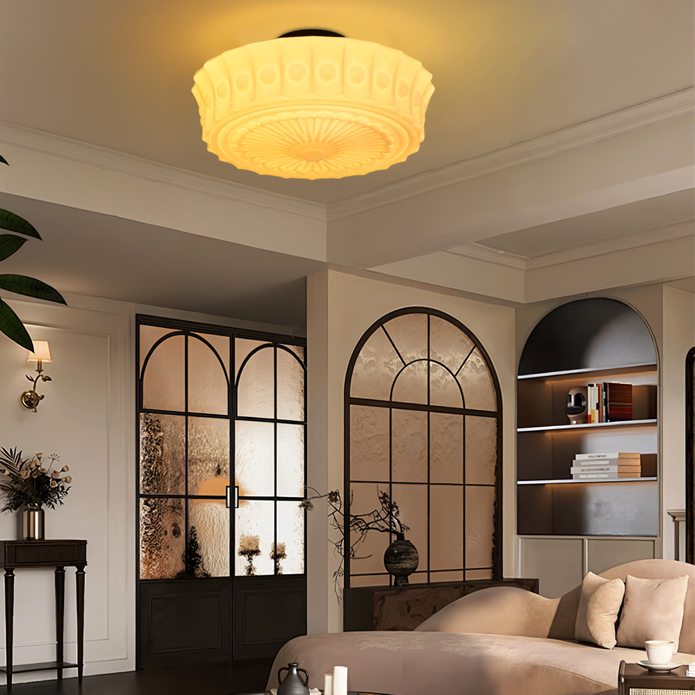 French Glass Ceiling Light for Entryway & Hallway