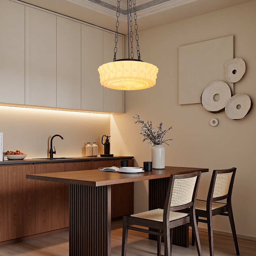 French Glass Chandelier Medieval Retro Dining Room Pendant Light