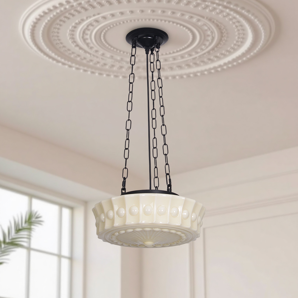 French Glass Chandelier Medieval Retro Dining Room Pendant Light