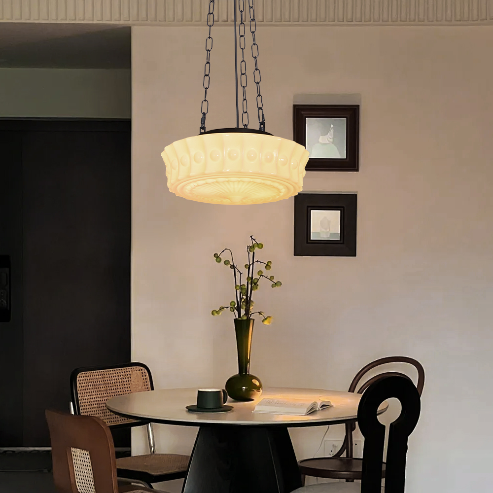 French Glass Chandelier Medieval Retro Dining Room Pendant Light
