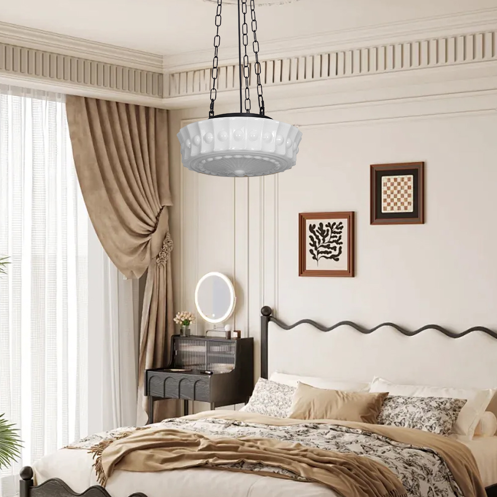 French Glass Chandelier Medieval Retro Dining Room Pendant Light