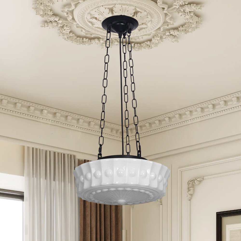 French Glass Chandelier Medieval Retro Dining Room Pendant Light