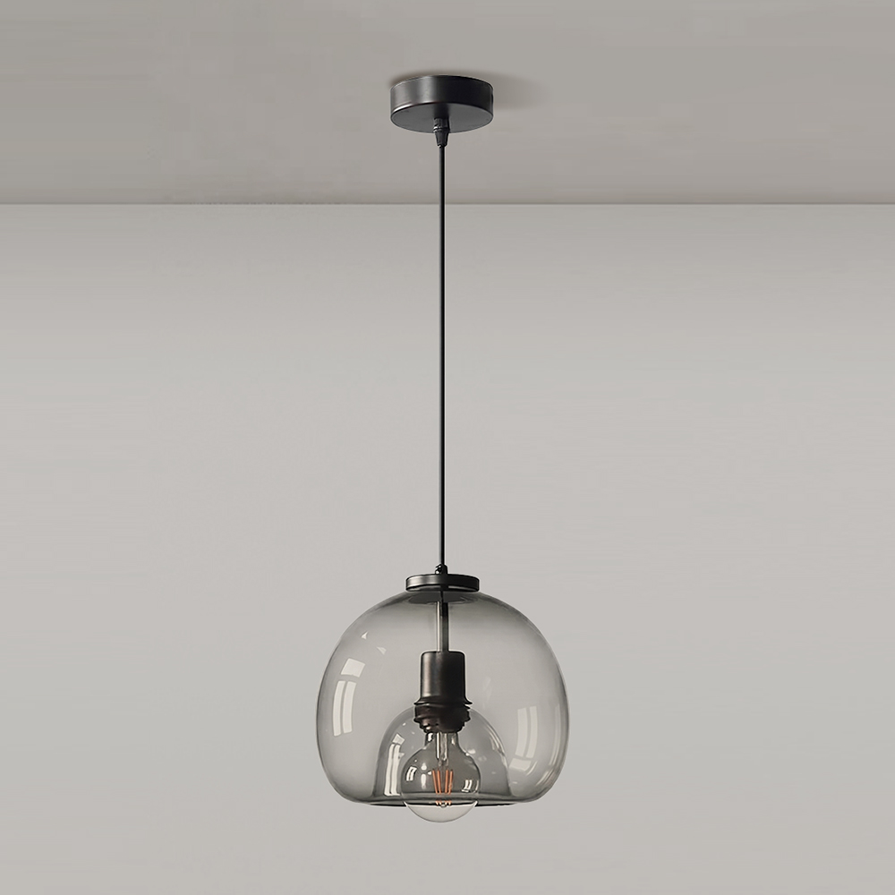 Dining Room Black Transparent Glass Pendant Light Modern Mini Bedroom Bedside Lamp