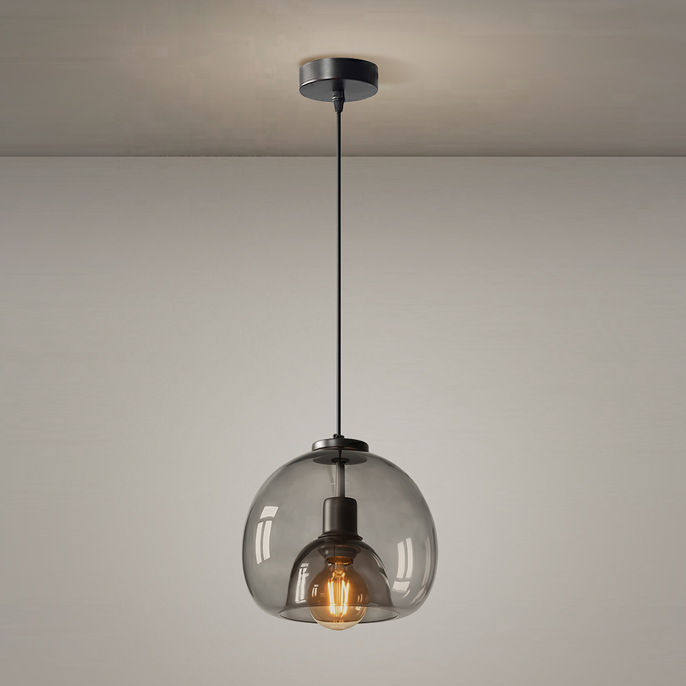 Dining Room Black Transparent Glass Pendant Light Modern Mini Bedroom Bedside Lamp