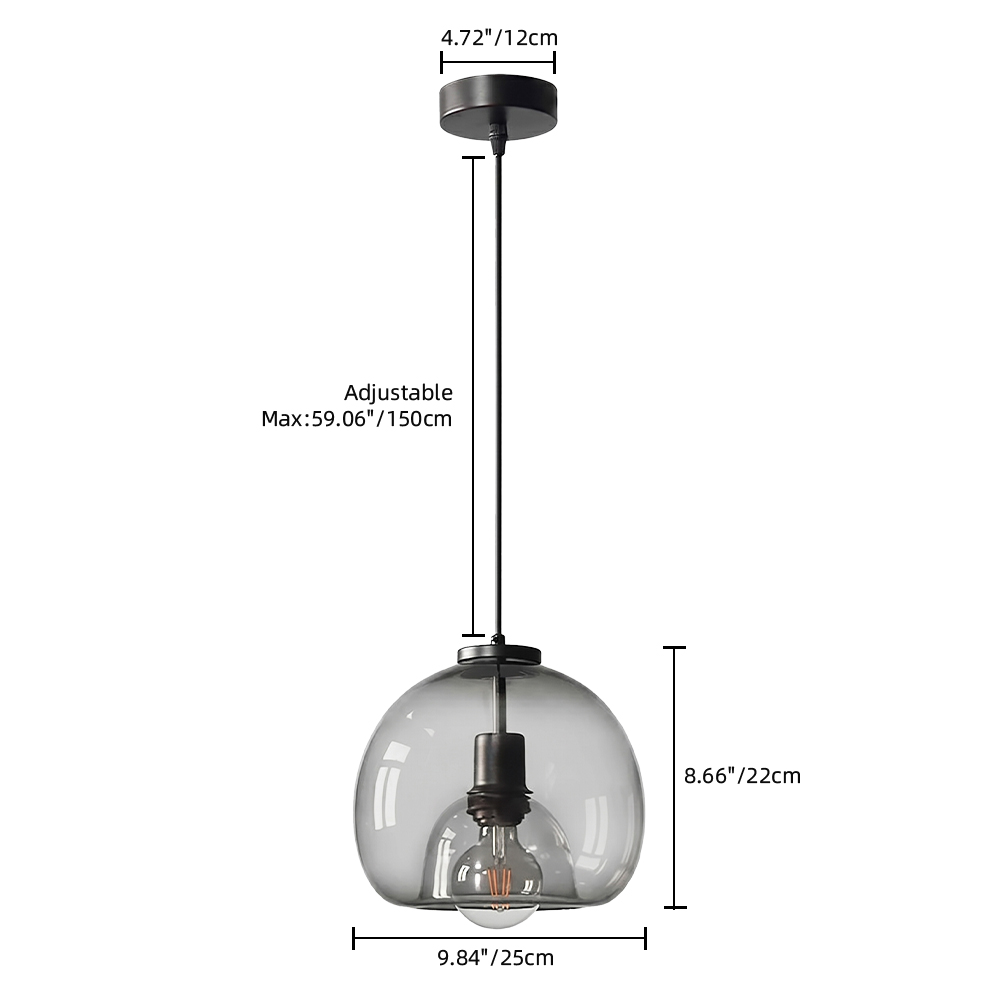 Dining Room Black Transparent Glass Pendant Light Modern Mini Bedroom Bedside Lamp