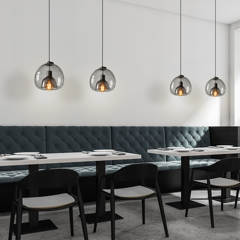 Dining Room Black Transparent Glass Pendant Light Modern Mini Bedroom Bedside Lamp