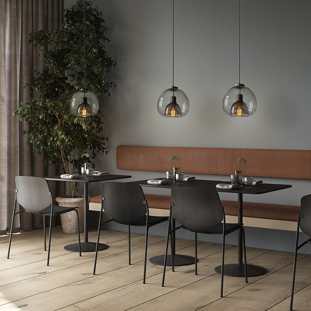 Dining Room Black Transparent Glass Pendant Light Modern Mini Bedroom Bedside Lamp