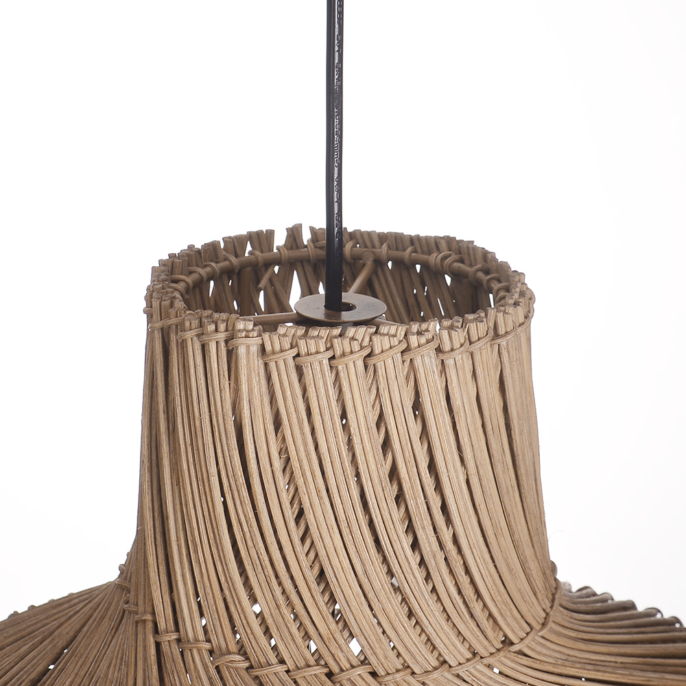 Retro Double-layer Dark Color Rattan Chandelier for Living Room Dining Room