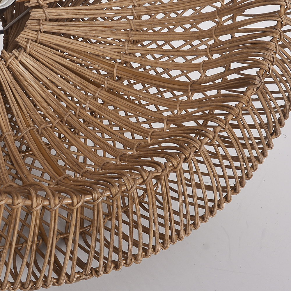 Retro Double-layer Dark Color Rattan Chandelier for Living Room Dining Room