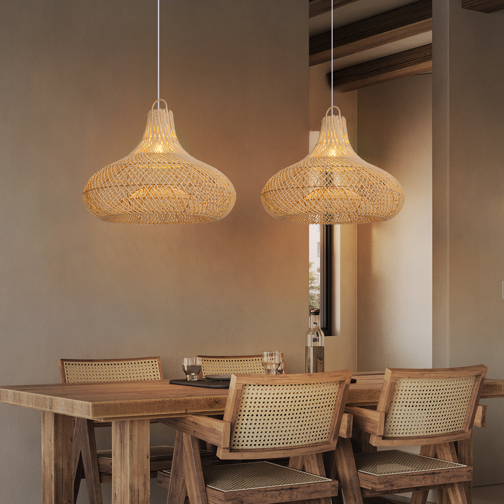 Dining Room Rattan Pendant Light Fixture