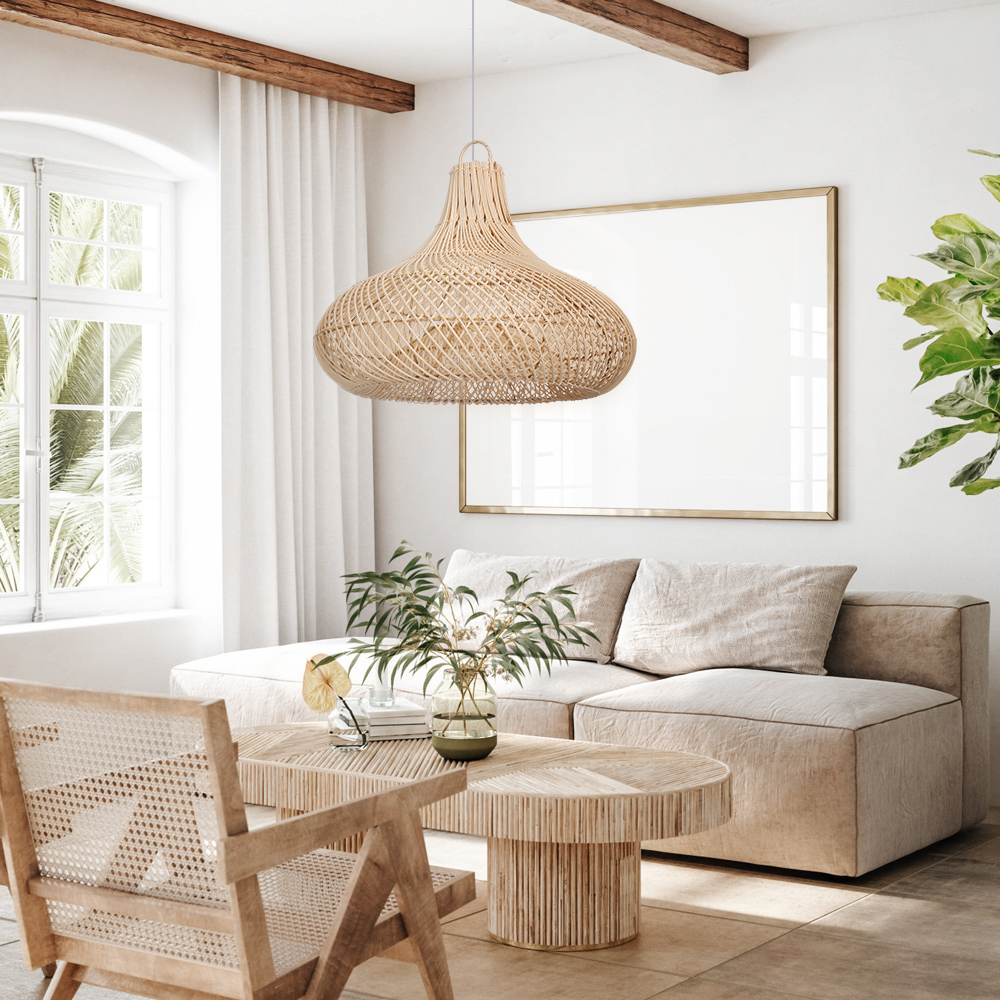 Dining Room Rattan Pendant Light Fixture