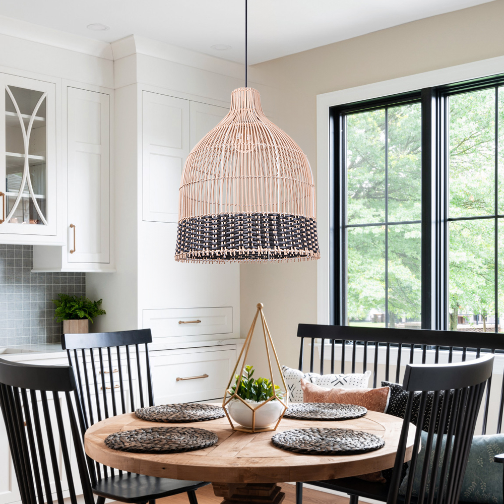 Japanese Rattan Woven Restaurant Chandelier Living Room Creative Hanging Lamp