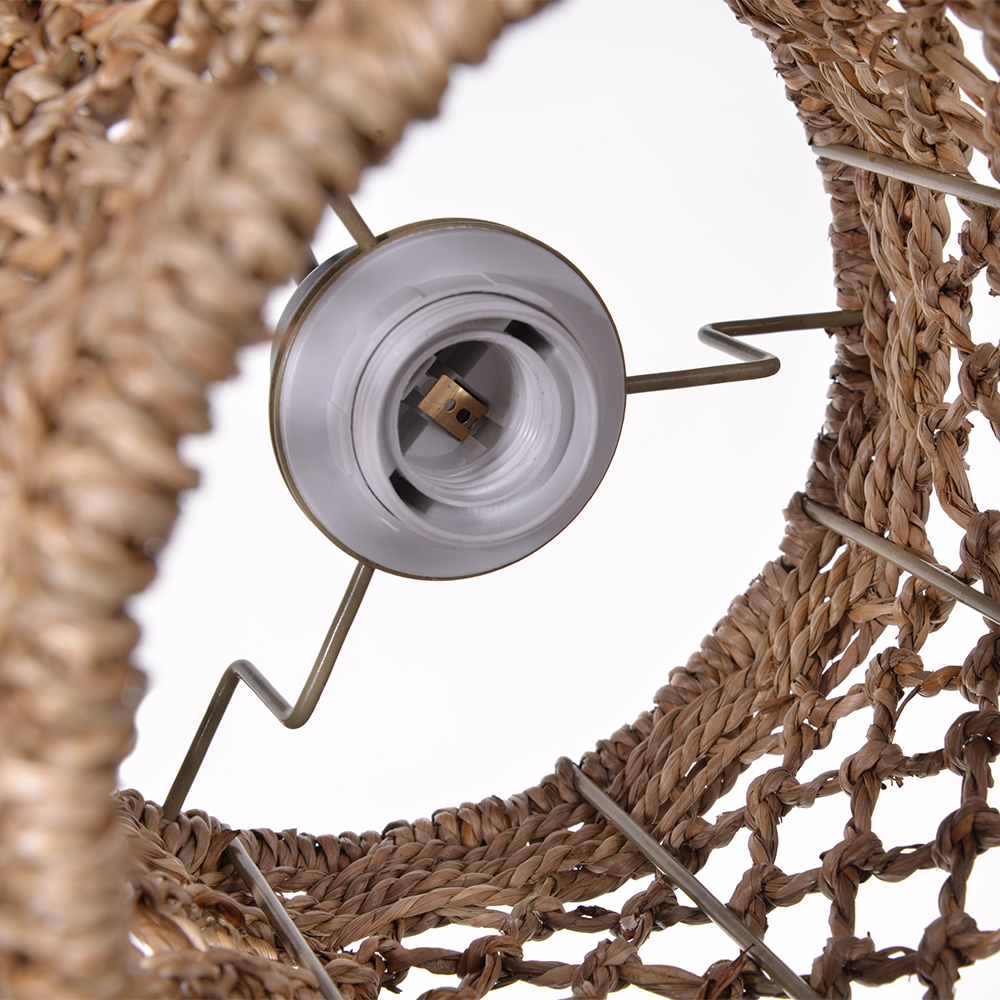 Mini Seagrass Rattan Pendant Lamp Cylindrical Hollow Lampshade