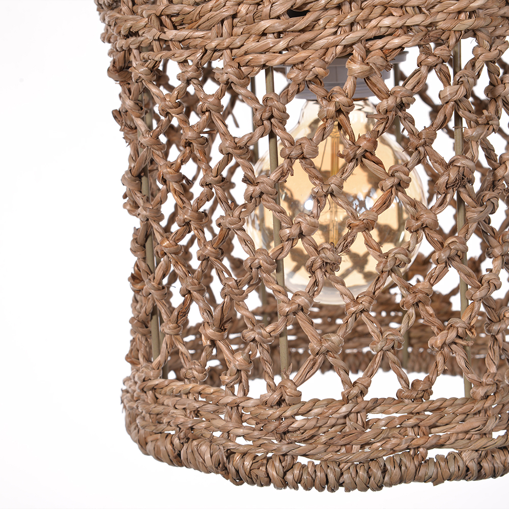 Mini Seagrass Rattan Pendant Lamp Cylindrical Hollow Lampshade