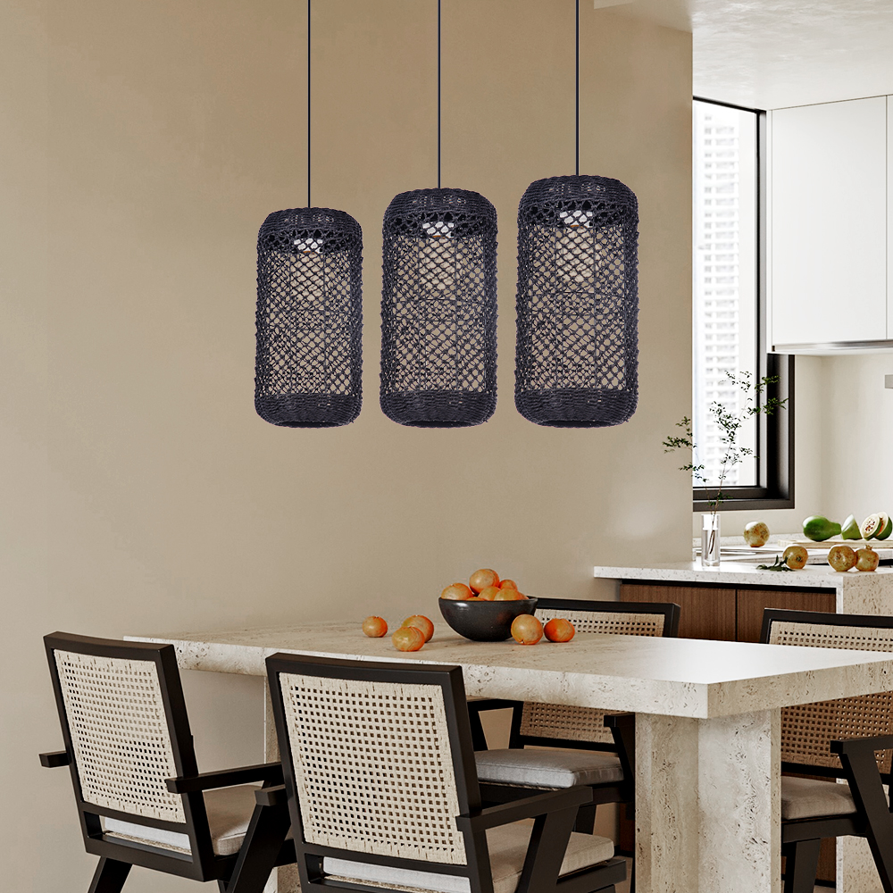 Restaurant Natural Seagrass Rattan Pendant Lamp Dining Room Lighting