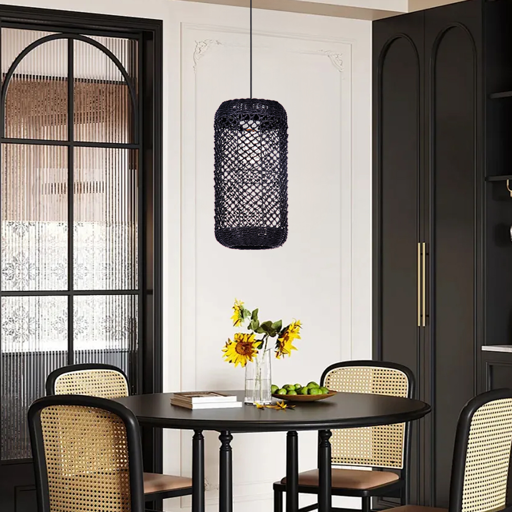 Restaurant Natural Seagrass Rattan Pendant Lamp Dining Room Lighting