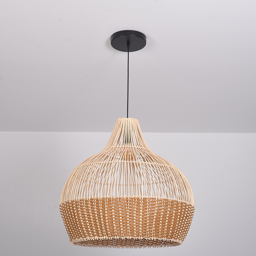 Cozy Ambient Glow Black Rattan Hanging Light for Living Room
