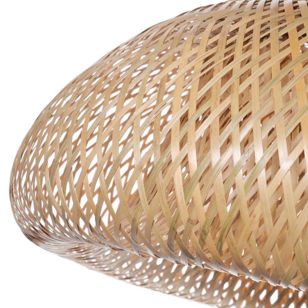 Handwoven Bamboo Dome Pendant Light Round Wicker Ceiling Lamp with Warm Glow