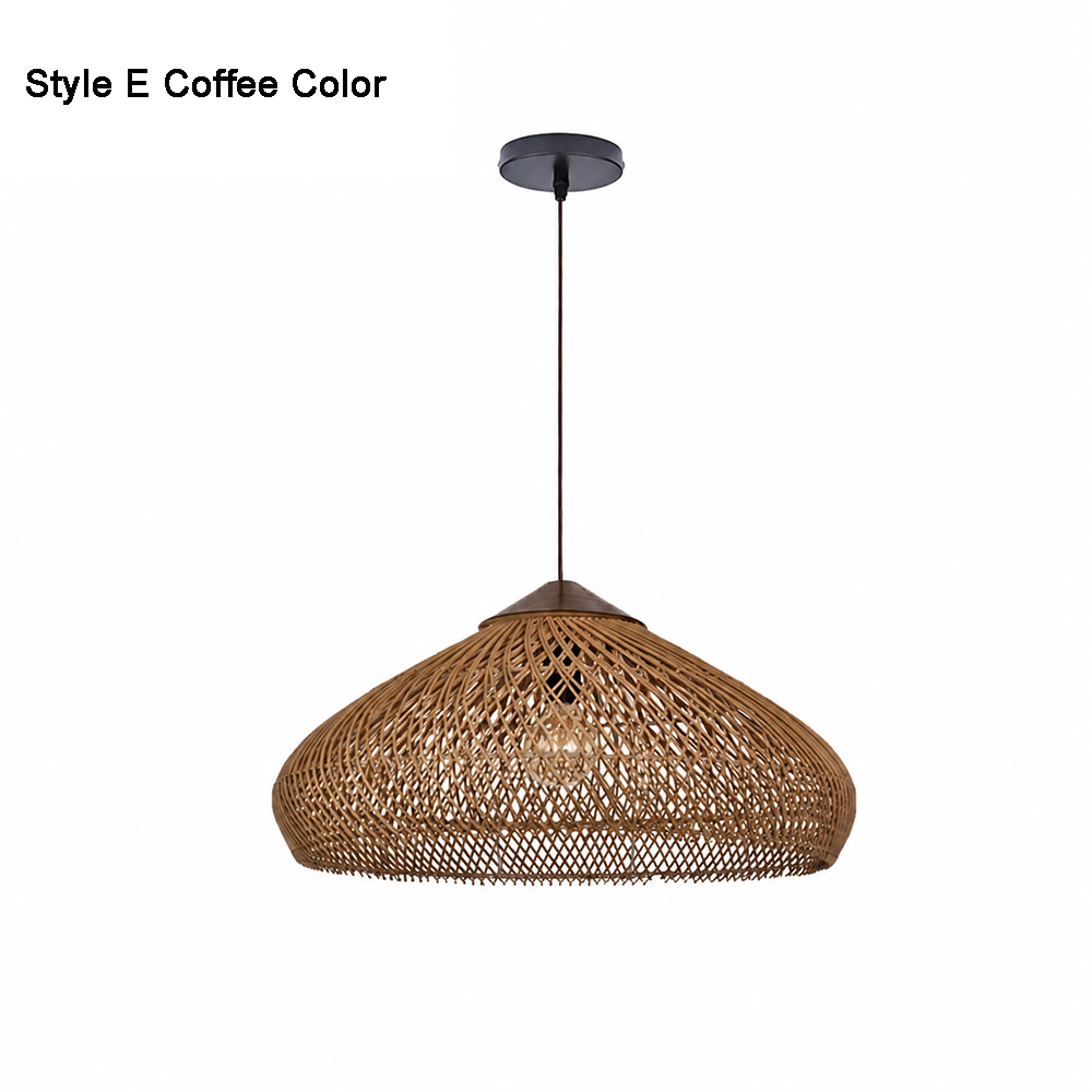 Rattan Pendant Light Wabi Sabi Style Retro Dining Room Chandelier