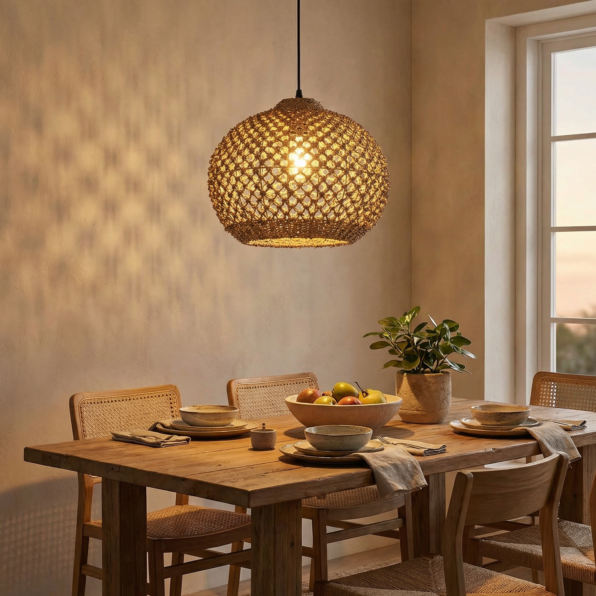 Handwoven Natural Water Hyacinth Chandelier Dining Room Kitchen Seagrass Pendant Light