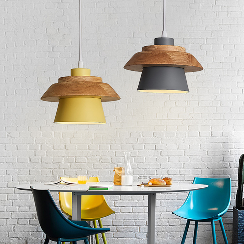 DIY Nordic Minimalism Wood Pendant Light Modern Mini Bedside Chandelier