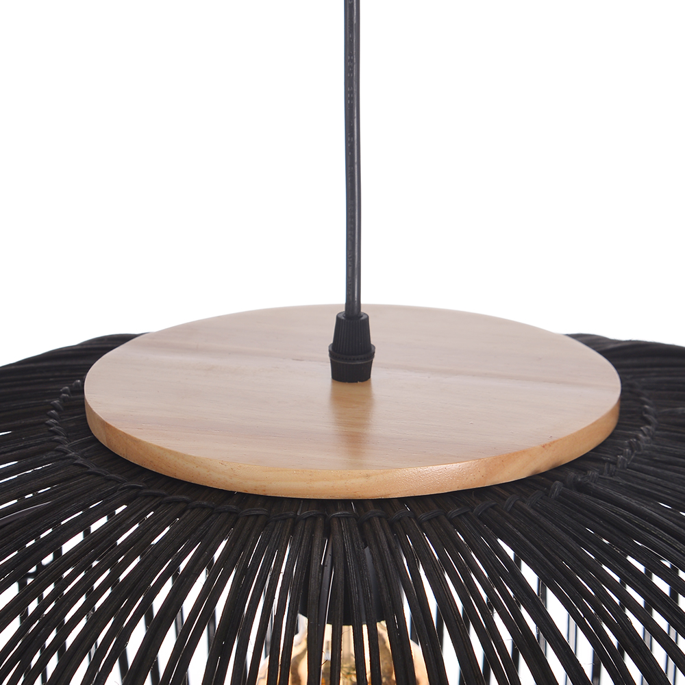 Natural Creative Rattan Chandeliers Dining Room Black Pendant Lights