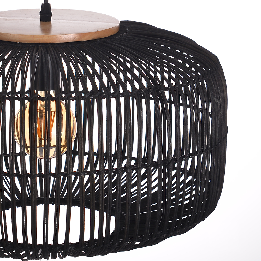 Natural Creative Rattan Chandeliers Dining Room Black Pendant Lights