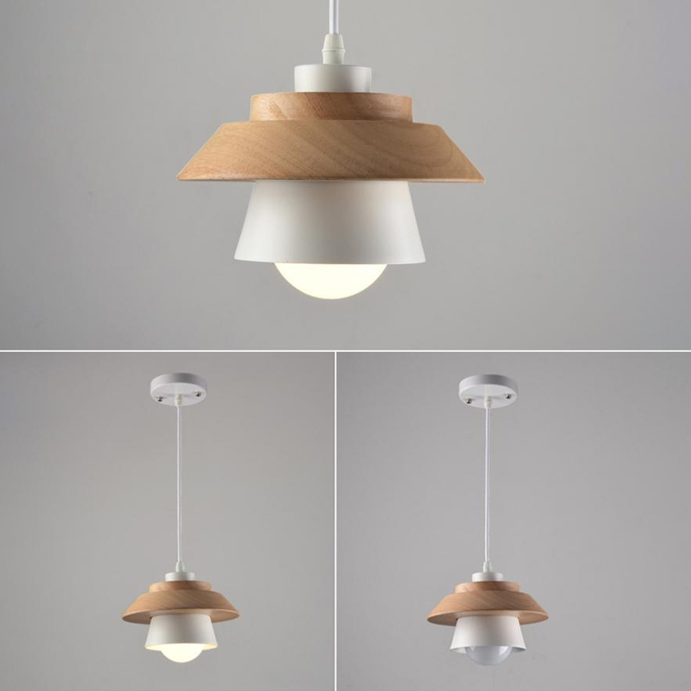 DIY Nordic Minimalism Wood Pendant Light Modern Mini Bedside Chandelier