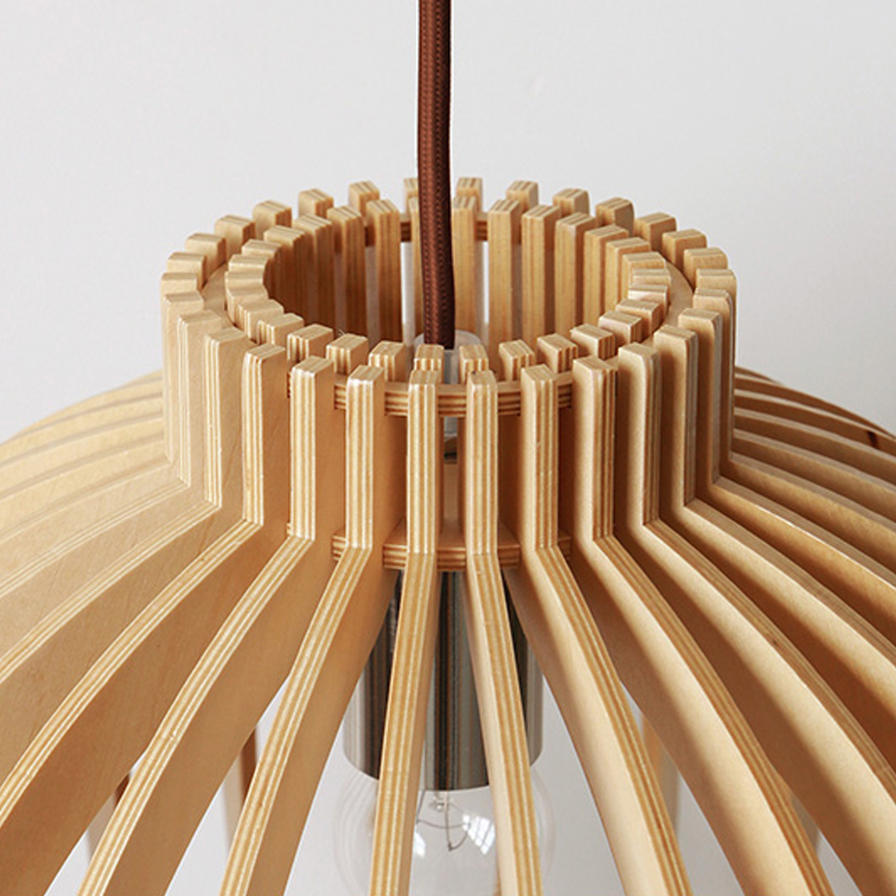 Nordic Hand-Woven Wood Chandelier Birdcage Lamp Japanese Creative Wood Pendant Lighting Fixture